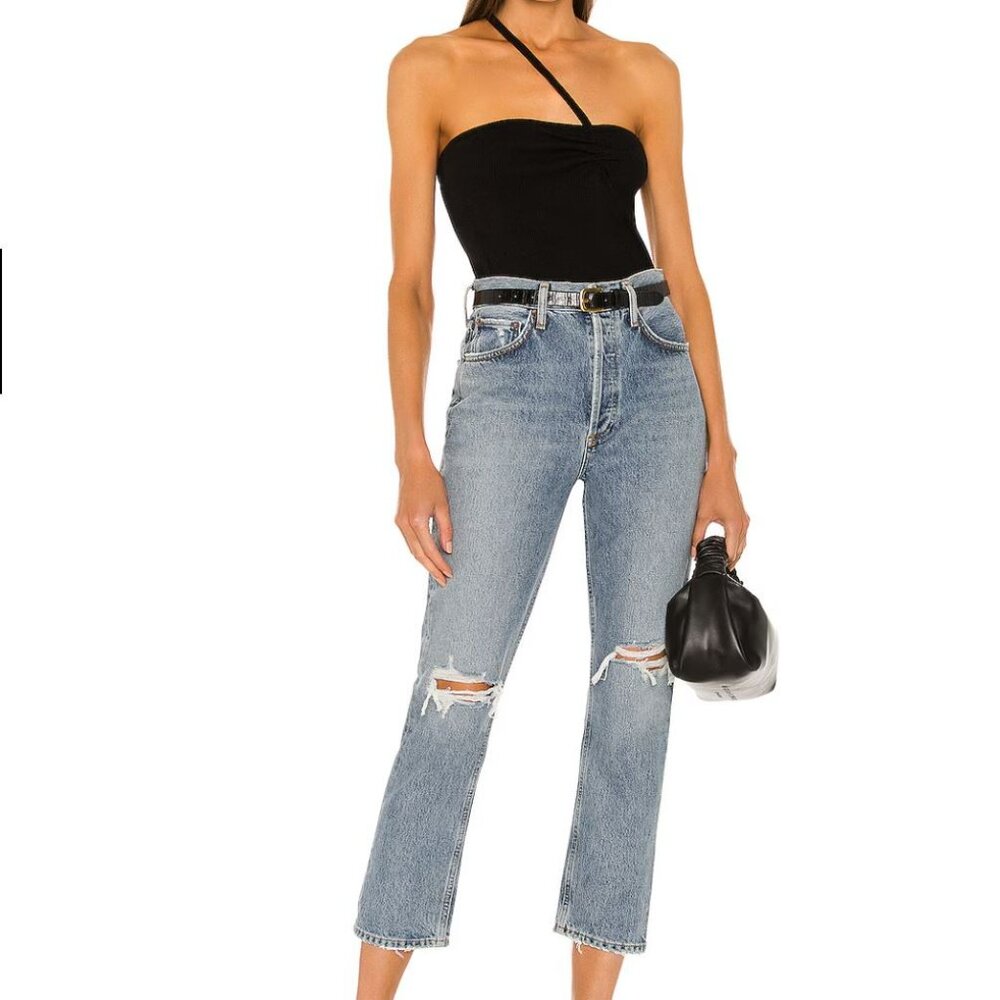 Agolde Riley High Rise Straight Crop in Escalate Size 25
